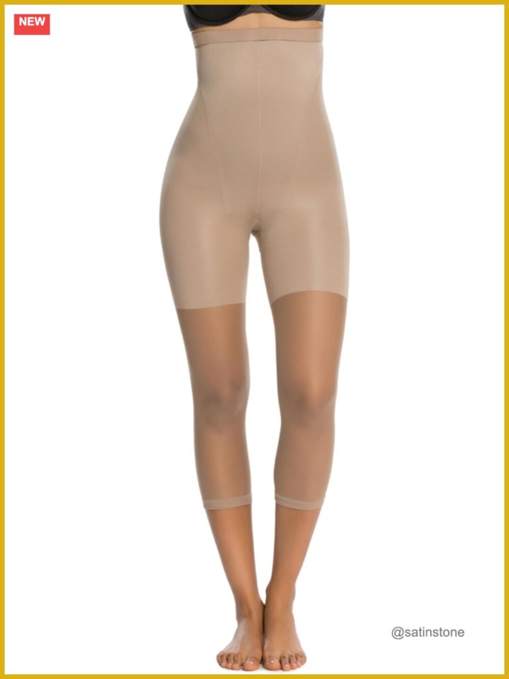 High-Waisted Footless Shapewear - Core & Thigh Control - Capri Pantyhose